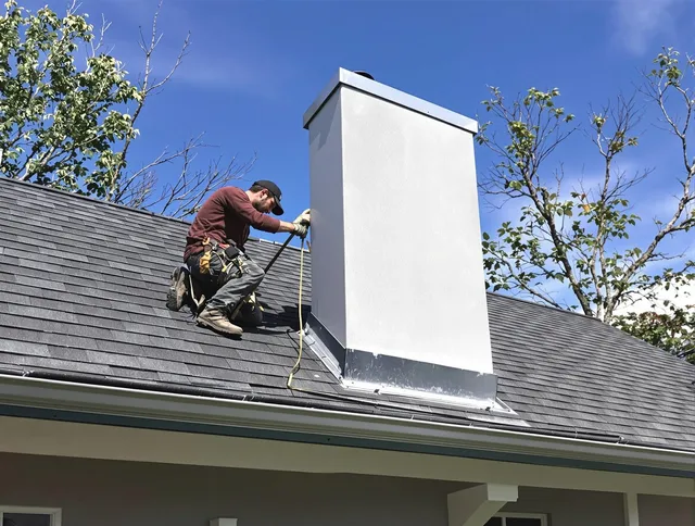 Pickerington Chimney Sweep team member finishing chimney construction in Pickerington, OH