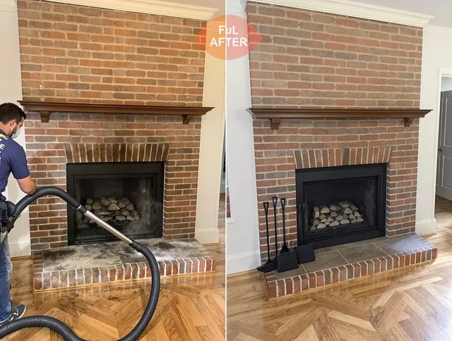 Pickerington Chimney Sweep carefully sanitizing a fireplace in Pickerington, OH